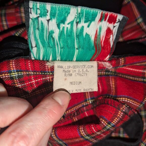 vintage Lip Service red & black tartan ball gown, size M - Picture 3 of 8